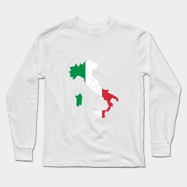 Italy Flag Map Long Sleeve T-Shirt by COLOURZONE